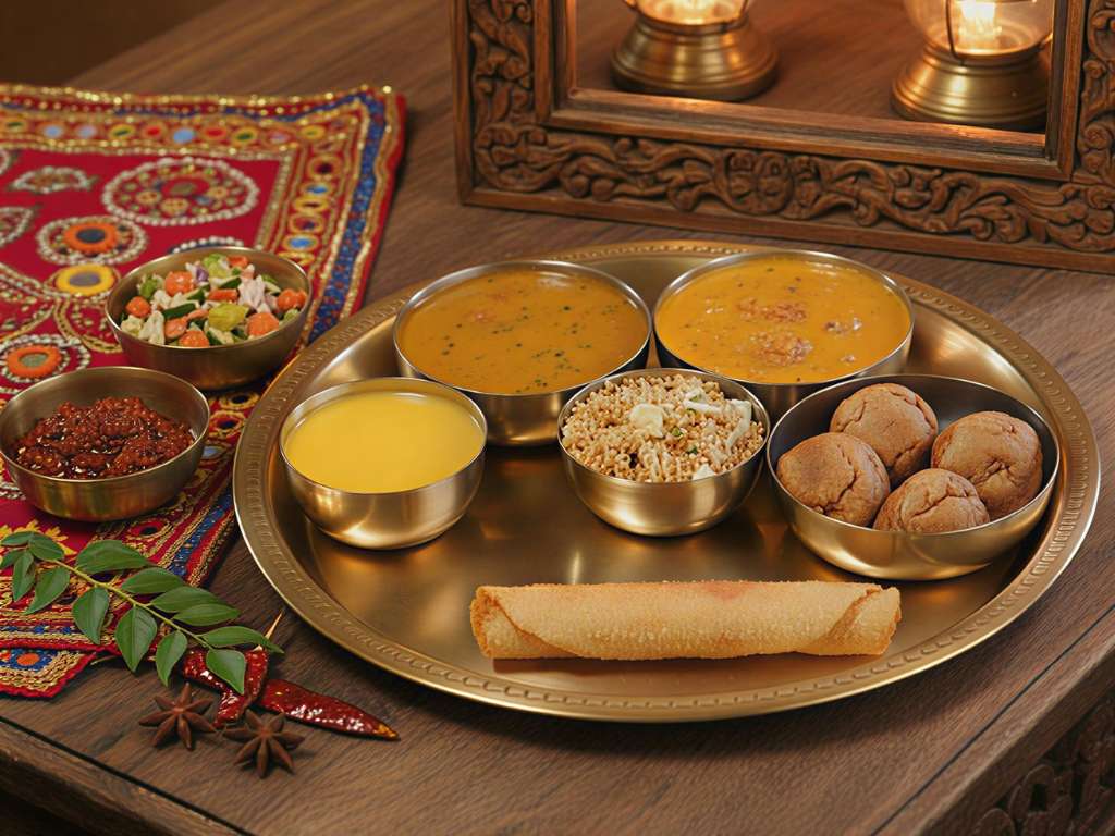 Authentic Rajasthani thali cuisine with Dal Baati Churma
